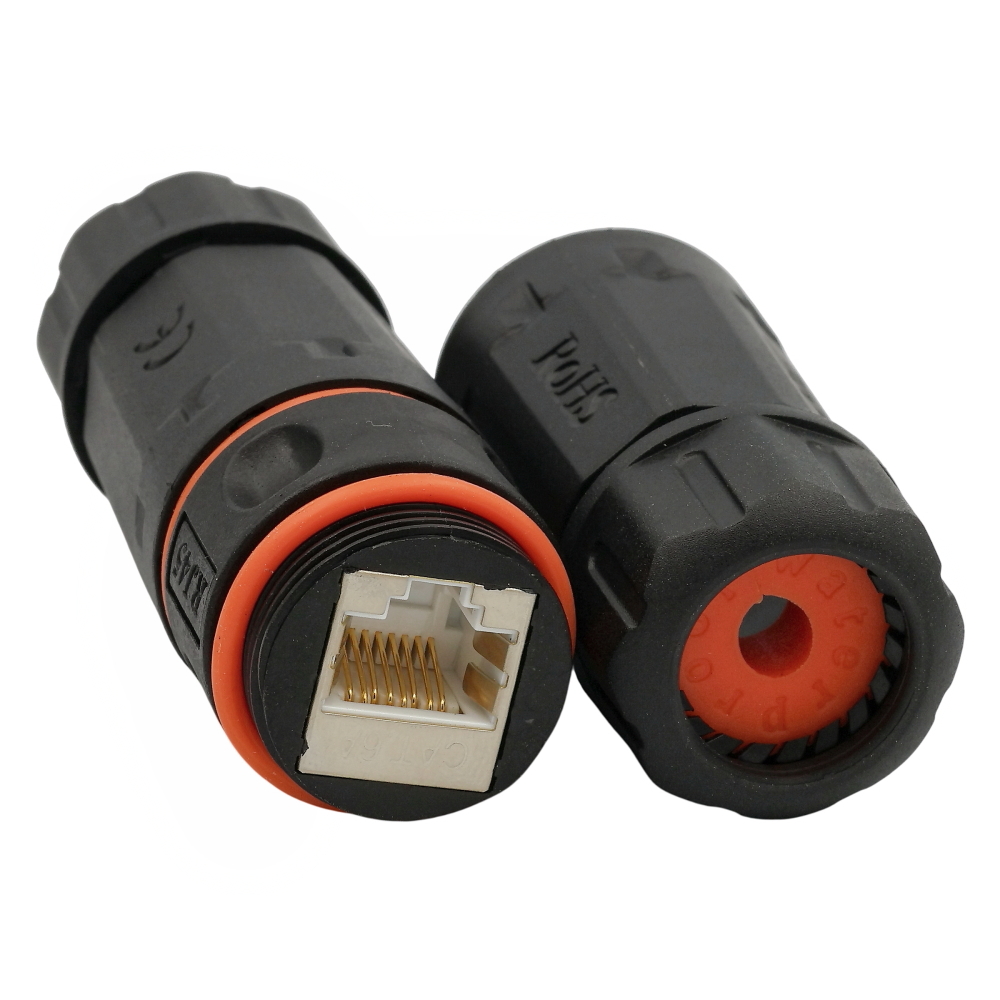IP68 Waterproof Twisted Pair Connector, STP, Cat. 6A, for RJ-45